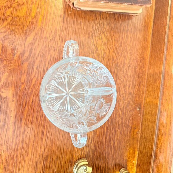 Antique Higbee - Paneled Thistle - Open Sugar Bowl / Spooner with Handles - EAPG - Picture 10 of 12